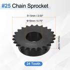  25 Chain Roller Sprocket 19mm Bore  24 Tooth With Set Screws  Black