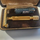 Vintage Gillette Milord Gold Safety Razor Set W  Original Case   Gillette Blue B