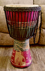 Djembe Drum Full Size African Handmade Carved 21  Tall 11  Surface - Excellent