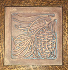 Framed Ravenstone Art Pottery Pine Cone Tile   Fritz Volke Frame Arts   Crafts