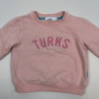 Kids Pink Okaicos Sweatshirt Turks Graphic Crewneck Long Sleeve Cotton Size 6