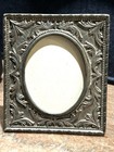 Antique Tungsten Steel Repousse Picture Frame 4 1 2    X  3 7 8    With Oval Opening