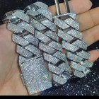 50cm Thick 15mm Two-row Iced Out Cuban Link Chain Gold Plated Necklace