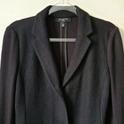 Talbots Women Black Wool Blazer Jacket 10p Minimalist Mixed Media Career Classic