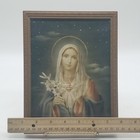 Vintage Immaculate Heart Of Mary Print In Gold Metal Frame  7   x9     Printed Italy