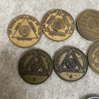 Lot Of 14 Aa Alcoholics Anonymous Medallions Sobriety Chips Some Bronze