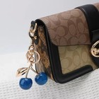 Blue Crystal Cherry Pendant Keychain For Coach Shoulder Handbag Women Bag Charm