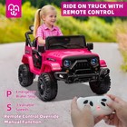Kids Electric Ride On Truck 12v Twin 35w Motors Led Lights Hot Pink Bluetooth