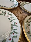 Lenox Holiday Dimensions Holly   Berry Bread   Butter Plate Gold Trim 24k Set  4