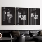 Set Of 3 Nike  just Give It A Try  Art Pieces Canvas Wall Art Home Decor Athlete