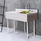 Commercial Sink Stainless Steel Kitchen Utility Sink 1 Compartment   Prep Table