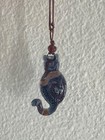 Glass Cat Shaped Pendant Necklace Purple   Maroon Art Glass Jewelry Hand Crafted