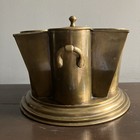 4 Bottle Wine Chiller Brass Tone Art Deco Global Market Style Ice Chamber Patina