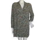 J  Jill Long Tunic  L  Green floral Print  Long Sleeves  Pockets  Mini Dress