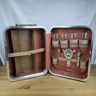 Vintage Mcm Brown Jet-liner  Liquor Carry-case Portable Travel Bar 1970s Nice