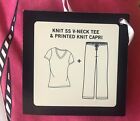 Nautica Sleepwear Womans Size Small 2 Piece Pajama Set Capri V Neck Top New Tags