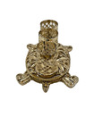 Vintage Turtle Lipstick Holder Gold Tone Filagree Make-up Vanity