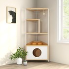 Corner Cat Tree Tower With Cat Condo   Scratching Post For Indoor Cats