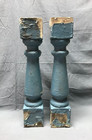 Vintage Pair Thick 4x20 Shabby Blue Chunky Porch Spindle Balusters Old 1055-26b