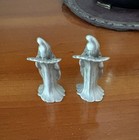  2  Spoontiques Pewter Wizard Figurine With Crystal Ball Fantasy Dnd 1984 Vtg