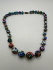 Antique Venetian Glass Millefiori Graduated Glass Bead Necklace 16    Jb5