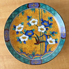 Chinese Porcelain Plate Dish Colorful Flowers Bird Signed Set Of 5 In Wooden Box