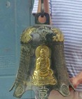 16 Old China Buddhism Temple Bronze Gilt Sakyamuni Manjushri Dragon Phoenix Bell