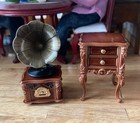1 12 Dollhouse Miniatures Victorian Phonograph Stereo   Table  plays 3 Songs 