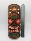 Tribal Tiki 12  Carved Wood Mask Wall Hanging Hawaiian Bar Lounge Skull