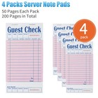 4 Pack Pink Guest Checks Books For Servers Server Note Pads  Waiter Checkbook   