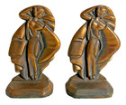 1920s Art Deco Bronze Clad    miss Moderne    Dancer Bookends     Original Pair
