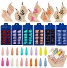 100pcs set Acrylic False Nail Tips Full Cover Long Coffin Fake Nail Art Manicur   