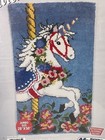 Vtg National Yarn Crafts Natura Jumbo Latch Hook Kit Unicorn Carousel 28  X 50 