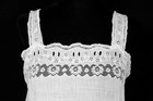Antique Edwardian French White Cotton Slip Hand Embroidered Lace Trim Exc  Cond