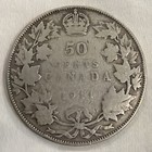 1911 Canada 50 Cent Half Dollar  50c 209k Minted Tough Coin  925 Silver Junk  