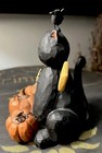     suzi Blossom Bucket Larger Size 5    X 4    Black Cat With Pumpkins Please Read