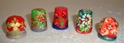 Beautiful Russian Wooden Hand Painted Set Of Five Thimbles   New