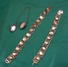 Lot Vintage Abalone Bracelets   Collar Chain  900 Silver Jewelry Indonesia 1950s