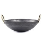 Indian Handmade Traditional Cooking Frying Pan Kadhai Wok Hammered Design 9 Ltr