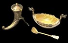 Theodore Olsen  Sterling Silver Viking Salt Cellar   Oar     Pepper Pot   Norway