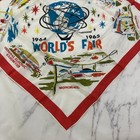 New York Worlds Fair 1964 1965 Vintage Unisphere Scarf Red Blue Square Souvenir
