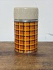 Vintage Thermos Orange Plaid   5254 Bottle Pint Sized 7  Tall Polly Red Cap