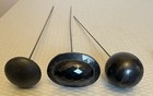 Antique Hatpin Lot 3 Black Mourning Faceted Glass Wood Ball Long Hat Pins 10 5   