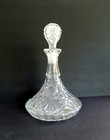 Vintage Crystal Decanter Cut Glass Liquor Bottle W  Stopper Barware Decor