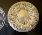 Vintage Silver-plated Glass Vanity Powder Jar With Ornate Floral Design Lid