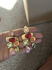 Gold Earrings Large Big Dangle Long Statement Red Orange Vintage Style Wedding