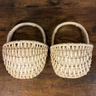 2 Basket Straw Wicker Woven With Handle Wall Mounted Hanging Basket Crafts Decor