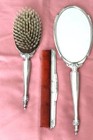 Sterling Silver Vintage 3 Pc Dresser Set Mirror Hair Brush Comb Holder Webster