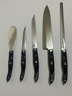 Vintage Cutco Kitchen Knife Set With Wood Block 5 Pieces Black Handle