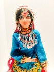Handmade Vintage Traditional Pakistani Folk Ethnic Costume Doll Wood Base 13 5   